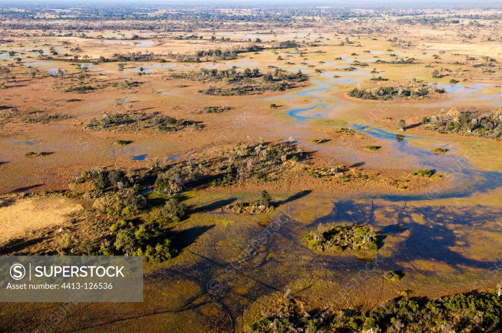 Aerial view of the Okavango Delta Botswana