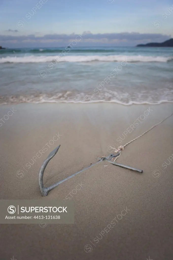 Anchor in the sand of Long Beach Perhentian Kecil Malaysia