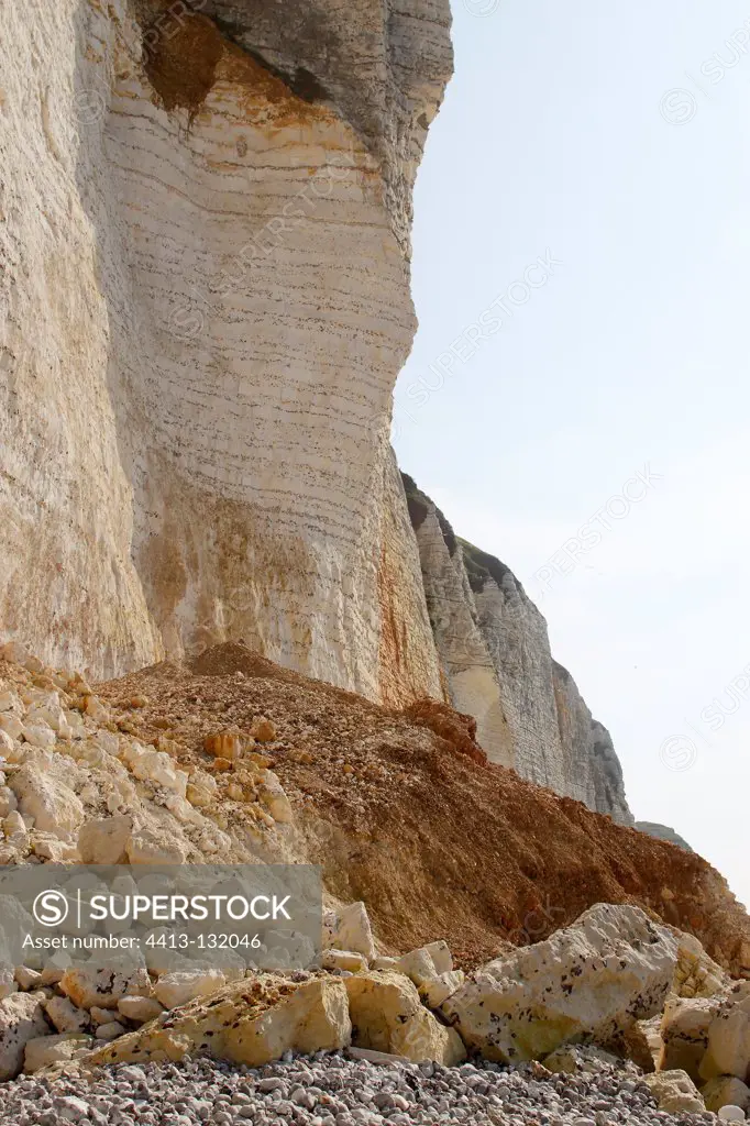 Landslides cliff at Saint-Martin-aux-Buneaux in France