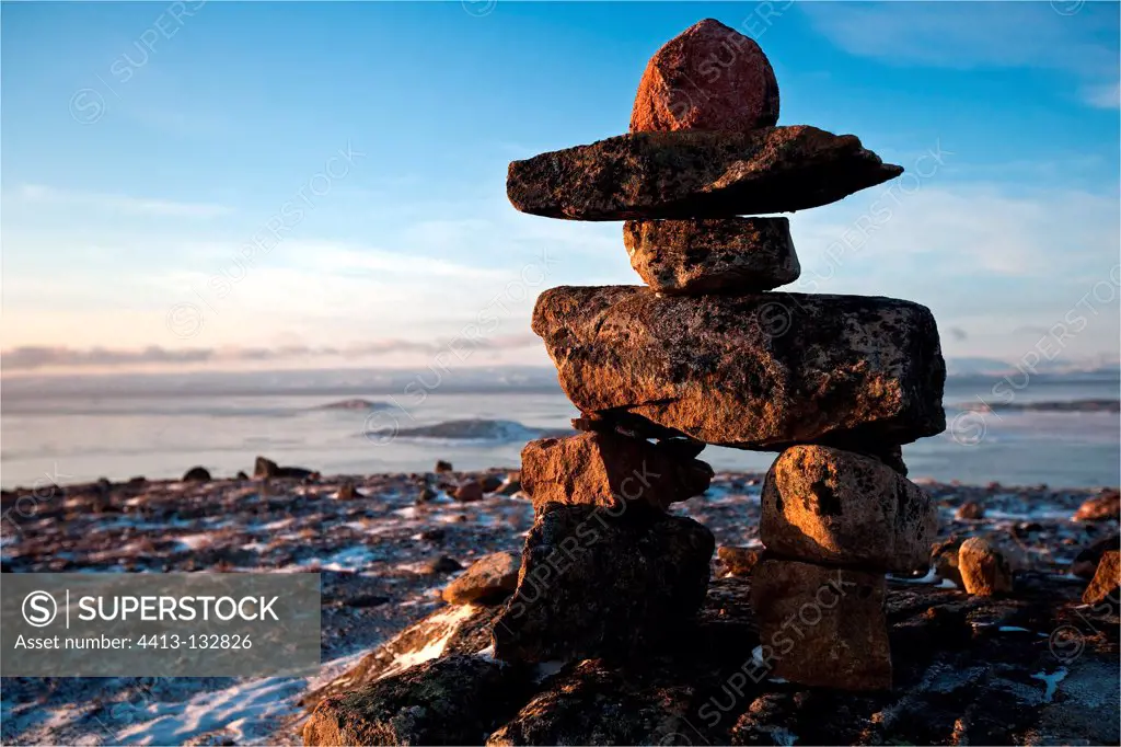 Cairn Inukshuk Frobisher bay Baffin Island Canada