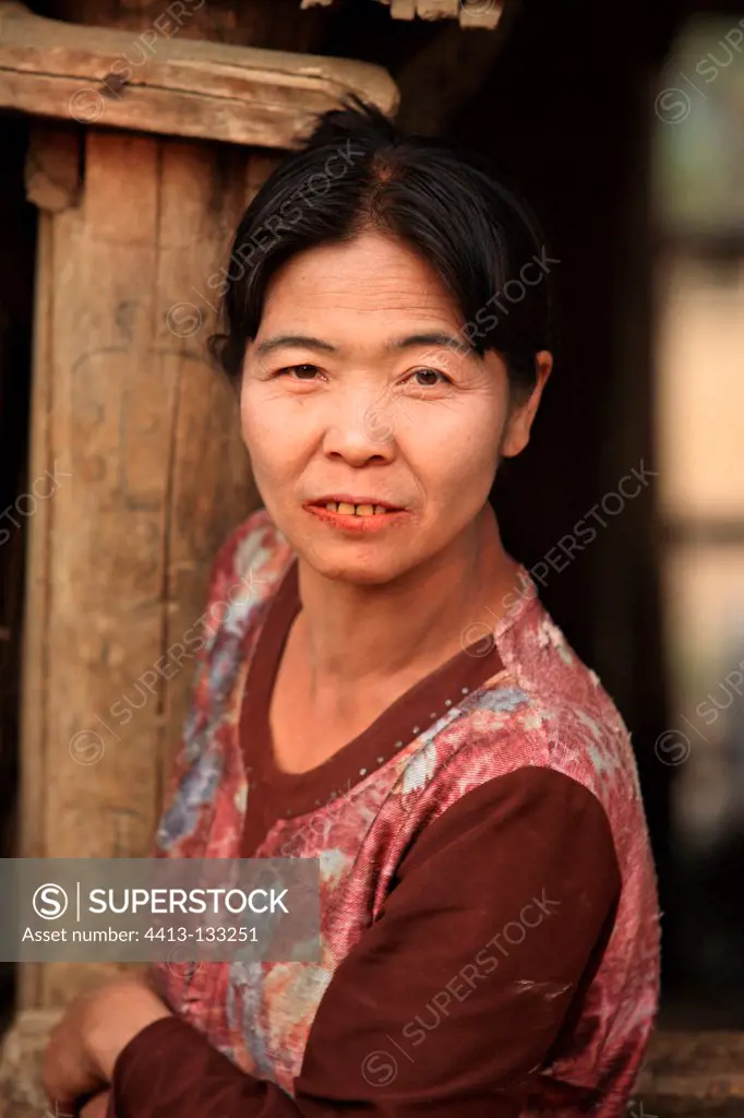 Portrait of a woman's face covered with cream Burma