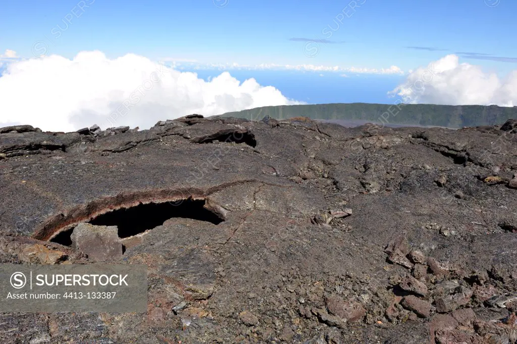 Ground volcanic Piton de la Fournaise Reunion