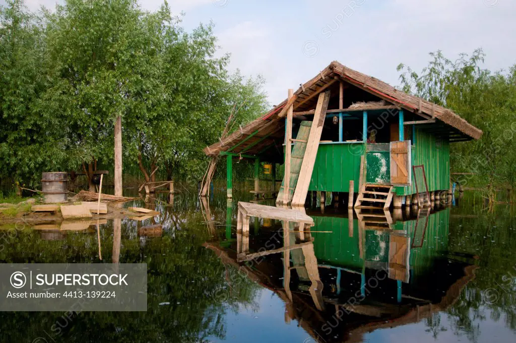 Water-house of Lipovenian people in Danube delta Romina