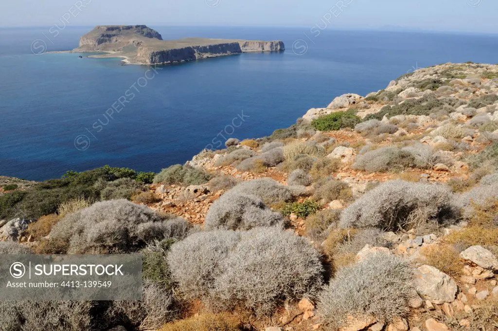Landscape of the peninsula in Crete Gramvoussa