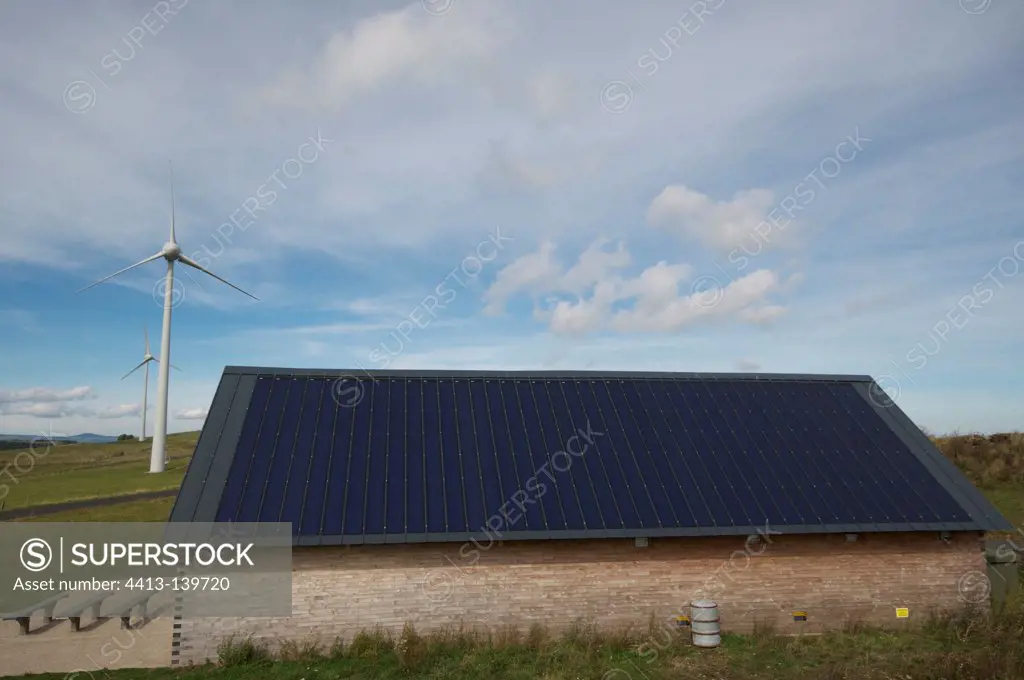 Solar panels and wind Puy-de-Dôme France
