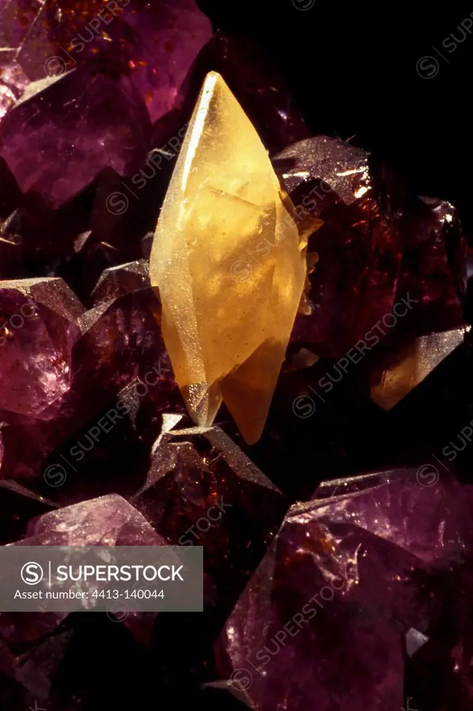 Geode amethyst quartz and calcite crystallized
