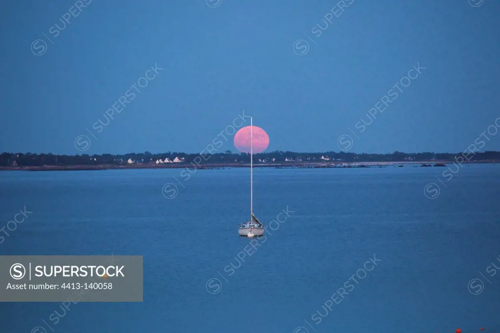 Moonrise over the bay of Concarneau France