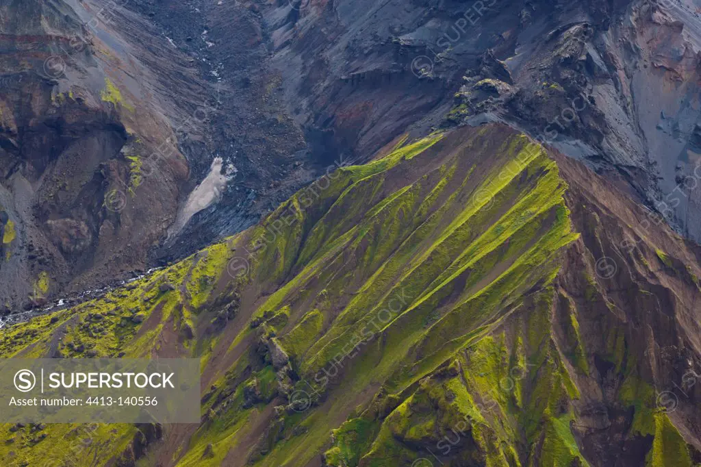 Volcanic landscape around the glacier Mýrdalsjökull Iceland