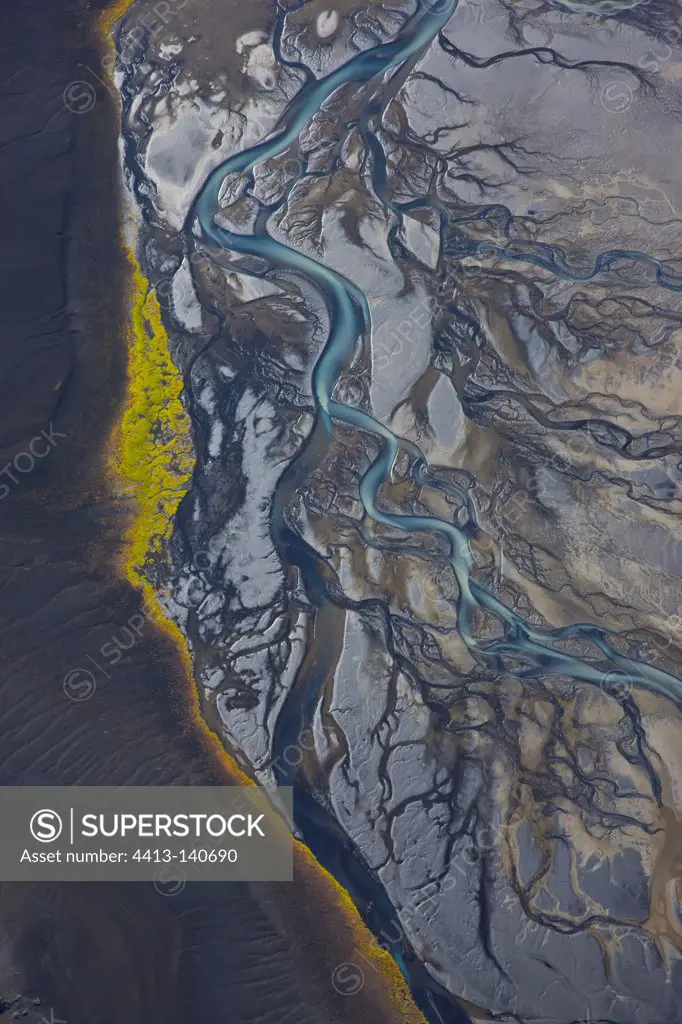 Melting of glaciers and the river Tungnaá south of Iceland