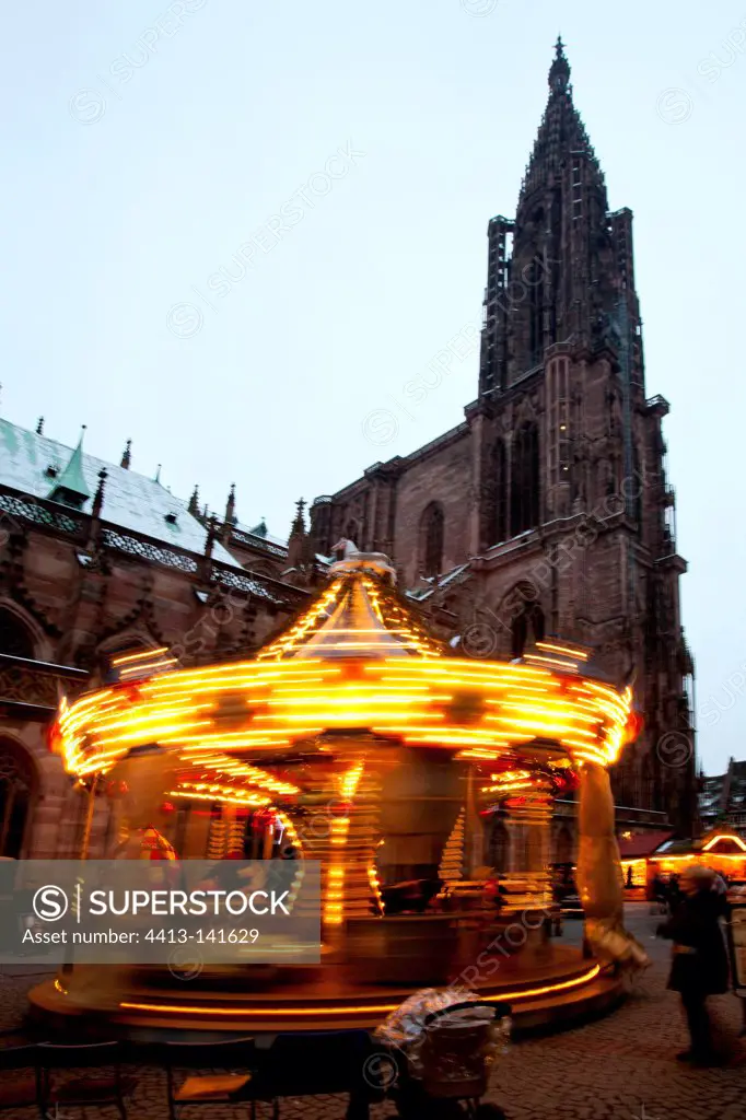 Merry-go-round Christmas Market Strasbourg Alsace