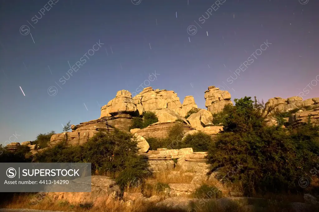 Torcal de Antequera by night Spain