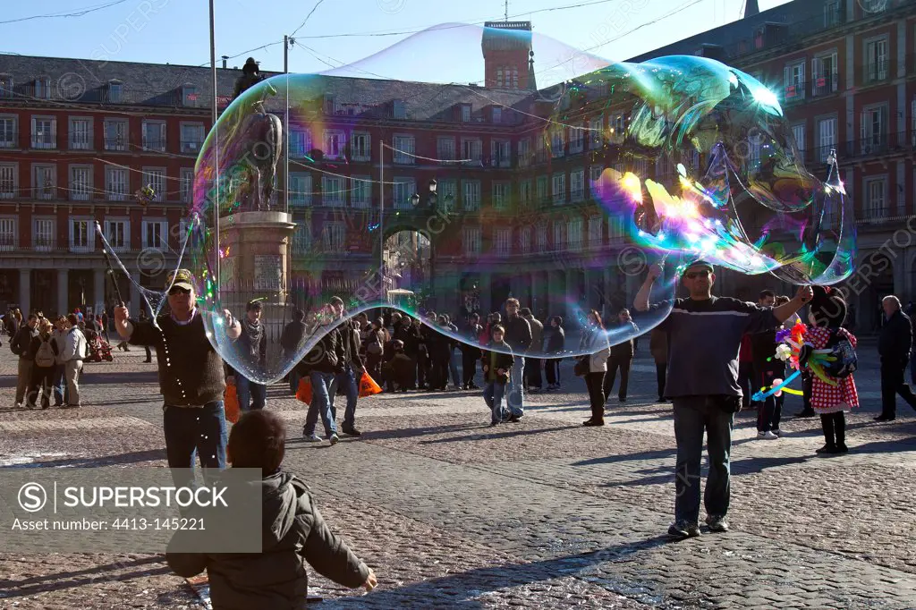 Street Animation Giant soap bubbles Madrid Spain