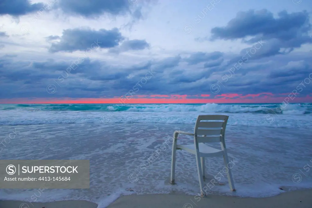 Chair on a deserted beach in Varadero Cuba