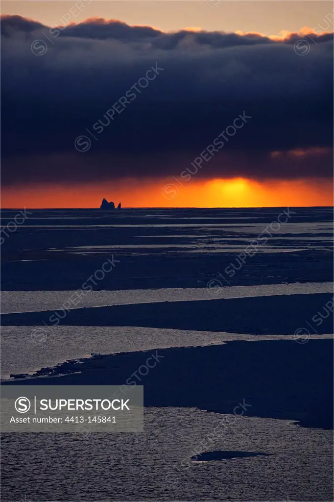 Trace of light on sea ice in Baffin Bay Canada