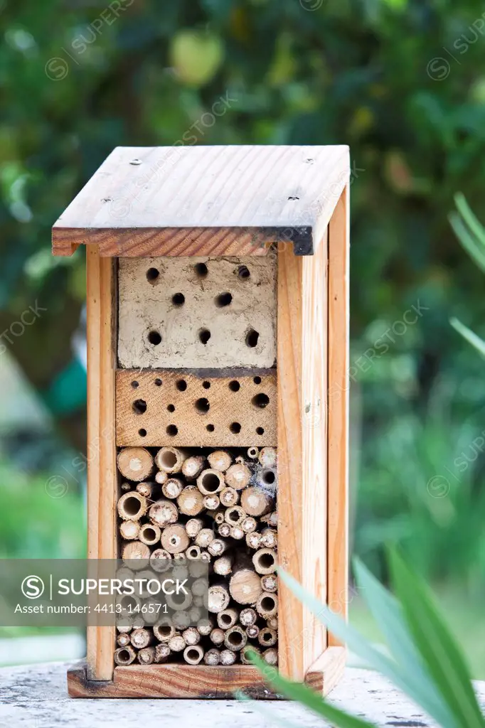 ""Insect hotel"" in a garden