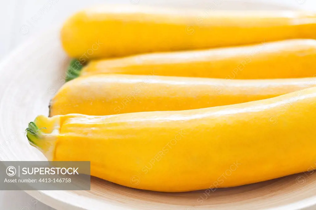 Yellow zucchinis in a dish