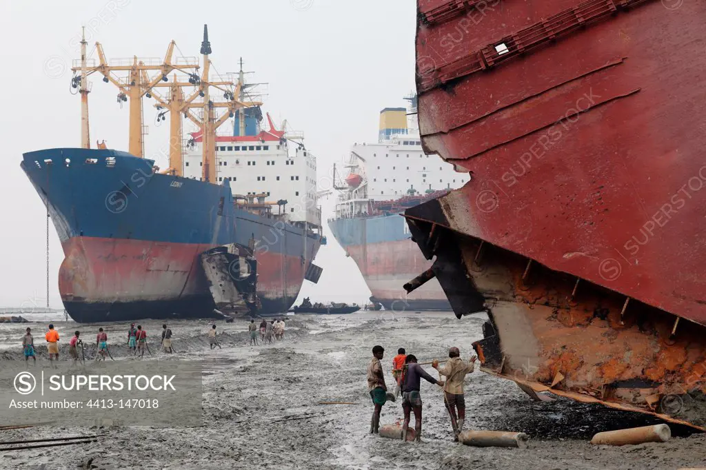 Workers on a ship-breaking yard Bangladesh