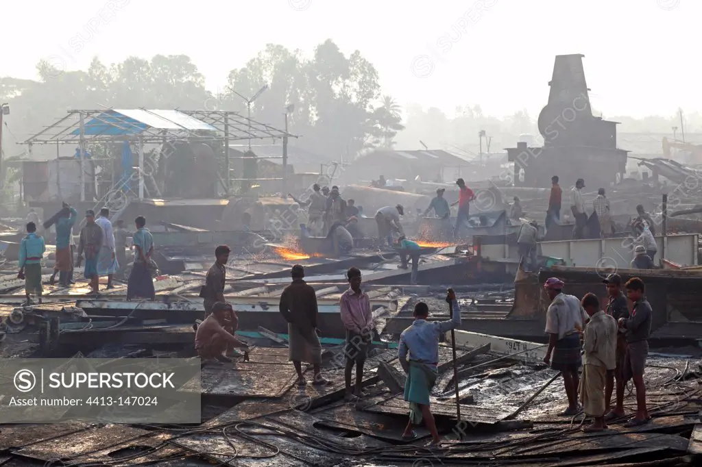 Workers on a ship-breaking yard Bangladesh