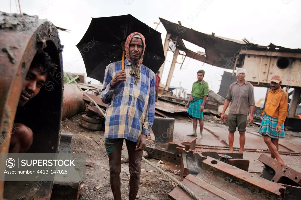 Workers on a ship-breaking yard in Bangladesh