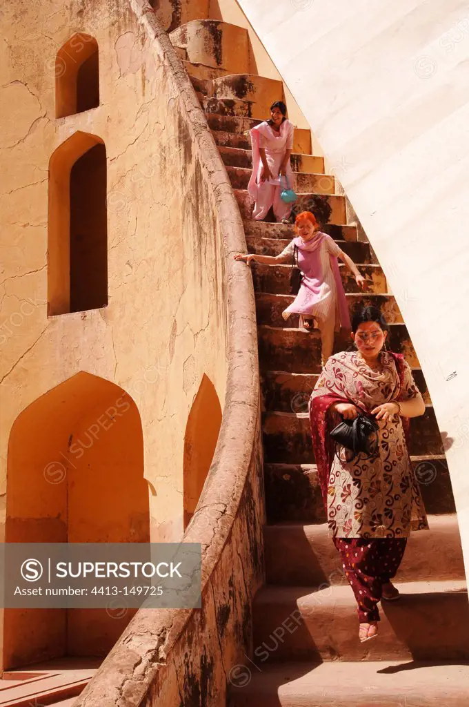 Women in the stairwell of the observatory Jantar Mantar India