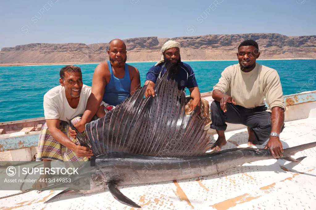 Fisherman and sailfish Yemen Socotra Island