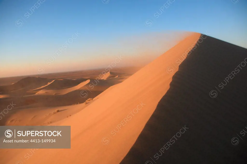 Wind in sand dunes Varzaneh Iran