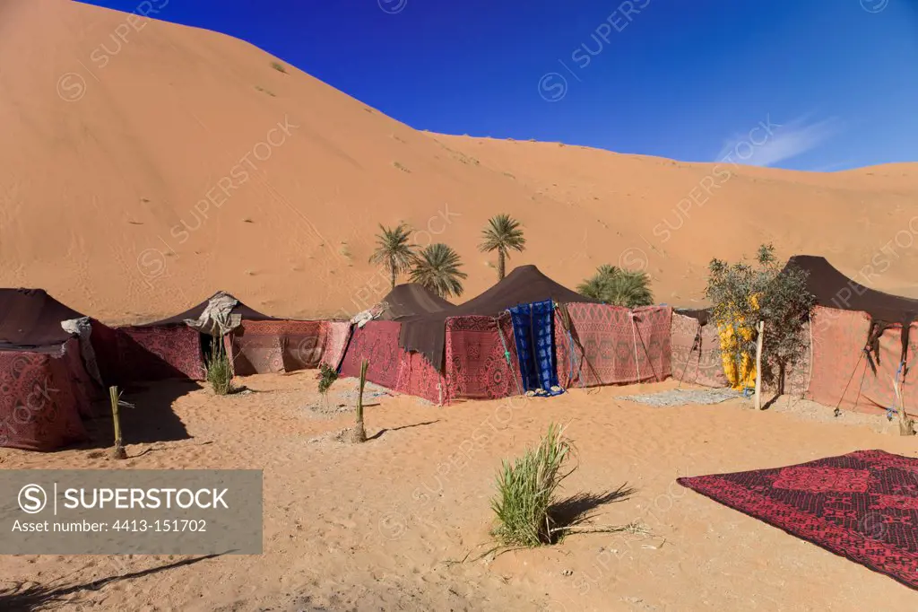 Berber tent in the dunes of Merzouga in Morocco