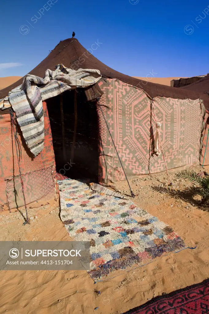Berber tent in the dunes of Merzouga in Morocco