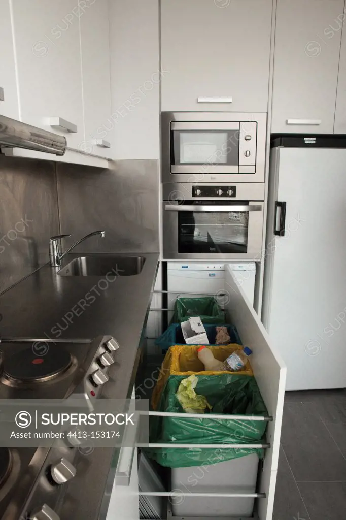 Separation of waste in a modern apartment Barcelona