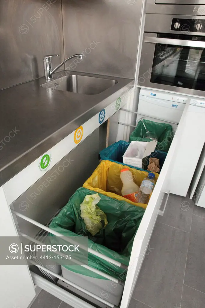 Separation of waste in a modern apartment Barcelona
