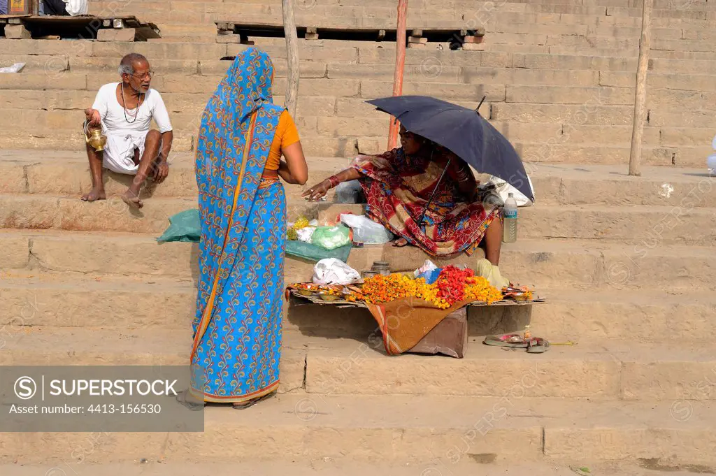 Woman in sari in Varanasi in India