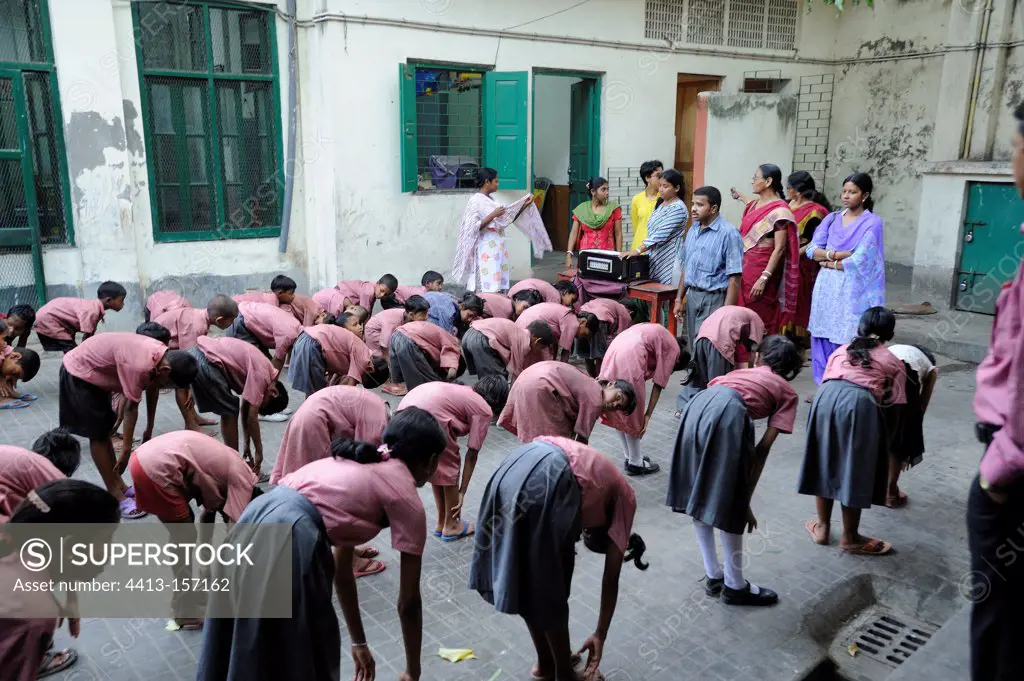 Exercises before class for students of Calcutta India