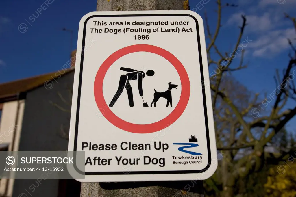 Please clean up after your dog sign Woodmancote UK