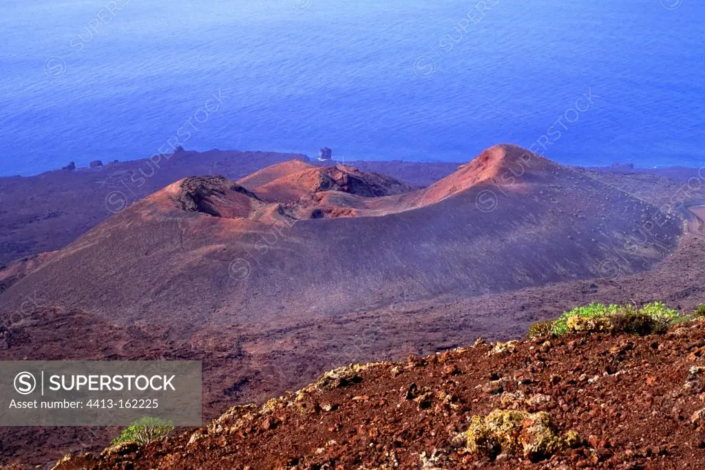 Aa lava and volcanic cone El Hierro Canary