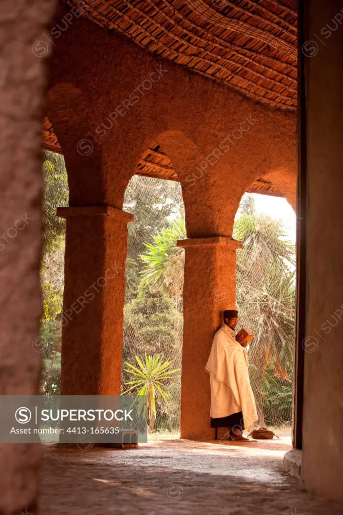 Monk in the church Uhra Kidane Mehret in Ethiopia