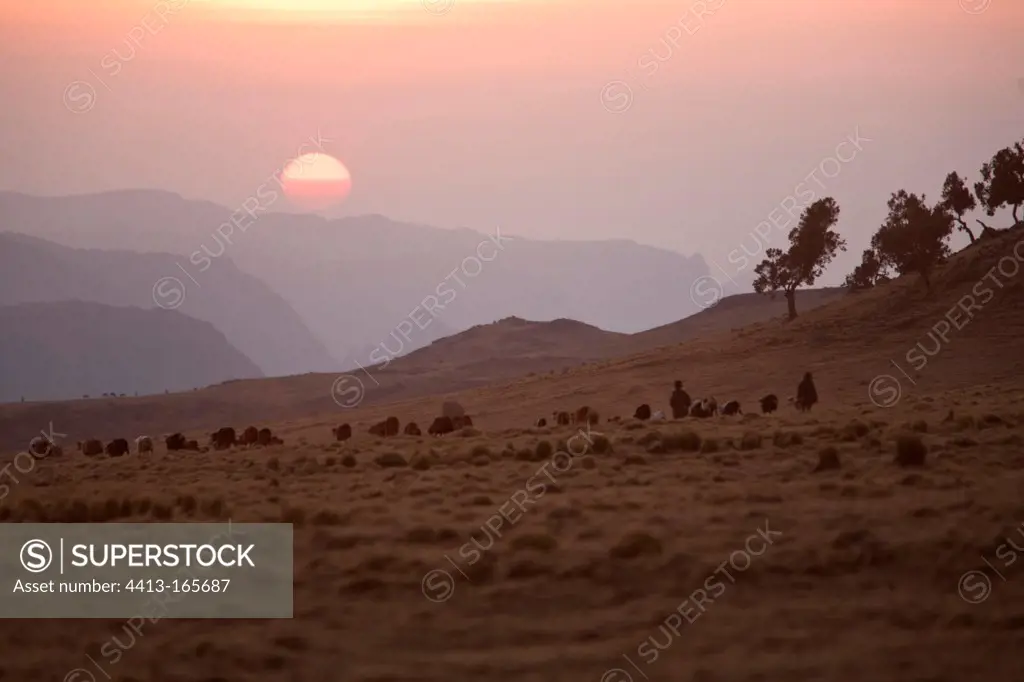 Sunset in the Simien Mountains NP in Ethiopia