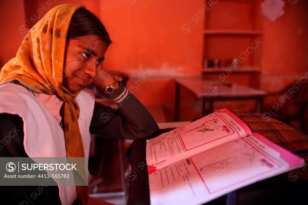 Schoolgirl in a girls' school in Pushkar India