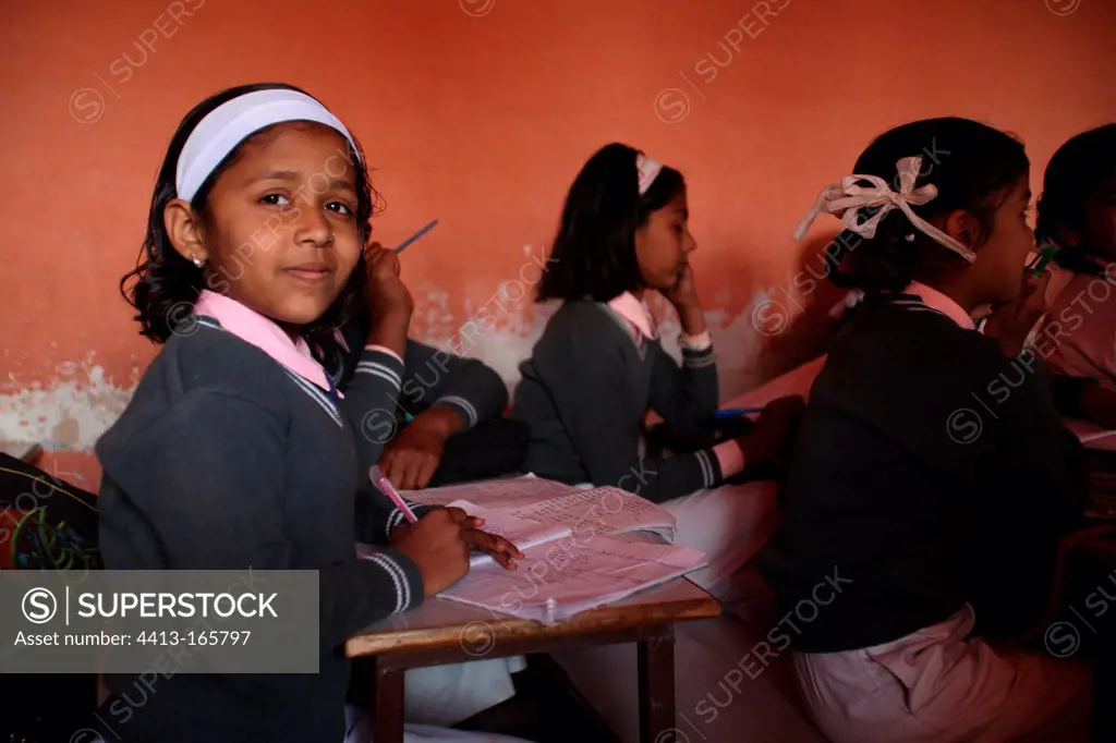 Schoolgirls in a girls' school in Pushkar Rajasthan India
