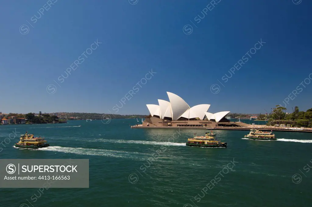 Boats passing near the Sydney Opera House Australia