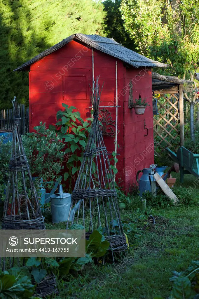 Garden shed in a kitchen garden