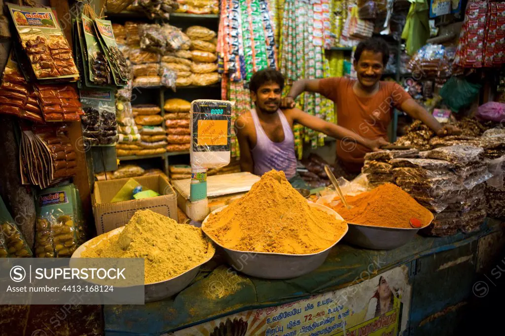 Spice Stall on the covered market of Pondicherry India
