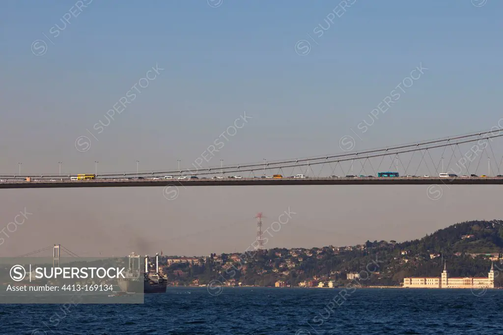 Bosphorus Bridge linking Europe to Asia Istanbul Turkey