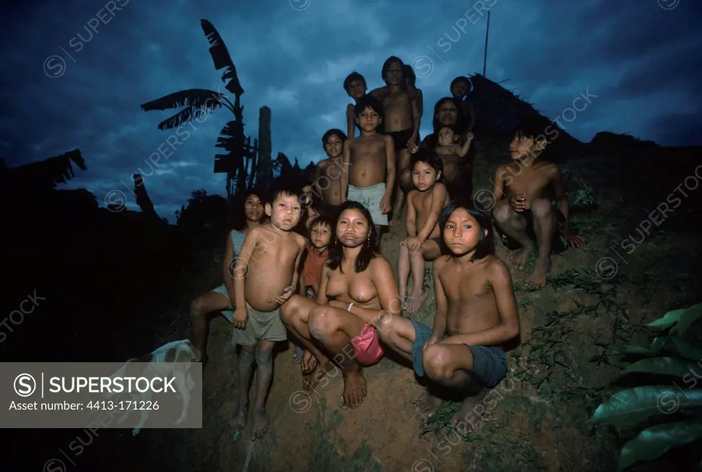 Group of Matses children in the Amazone Basin Peru
