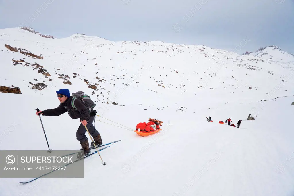 Ski expedition to the island Ammassalik Greenland