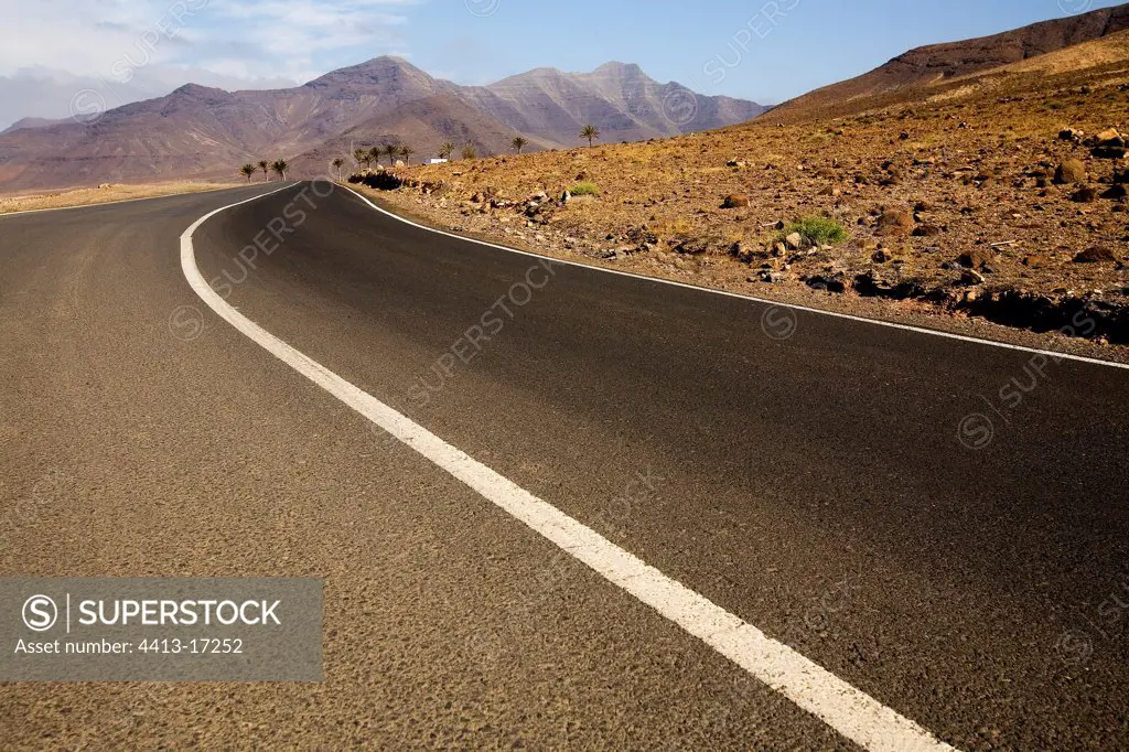 Asphalt road Fuerteventura Canary Islands