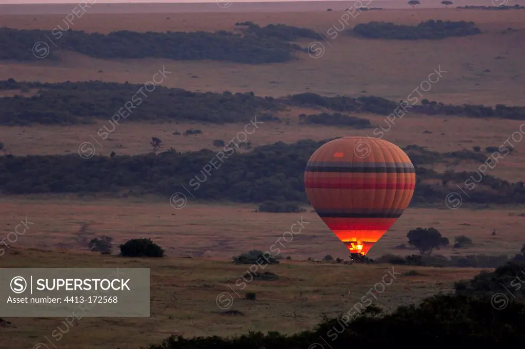 Balloon at dusk Masai Mara Kenya