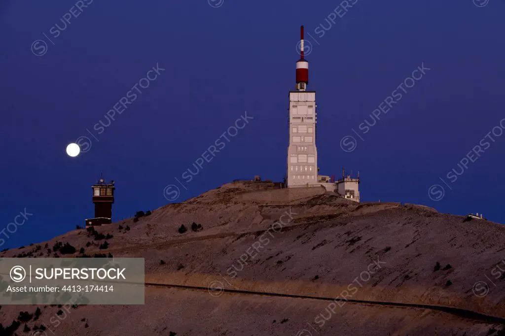 Full moonrise at the top of the Mont Ventoux France
