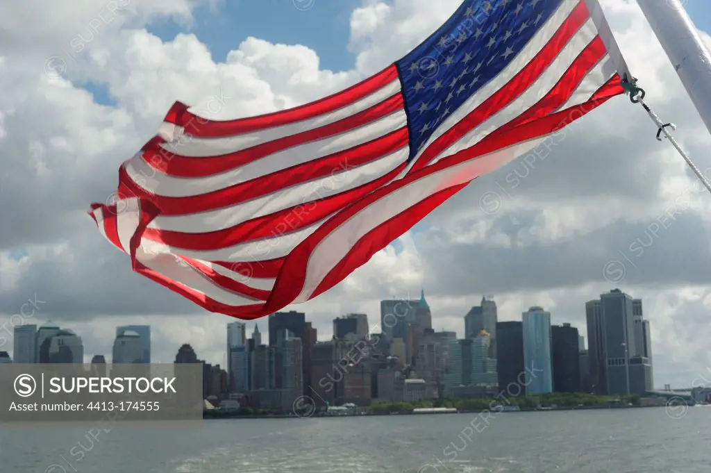 American flag and New York USA