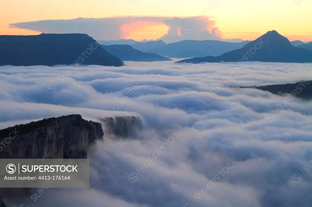 Sea of clouds over the Grand Canyon du Verdon France
