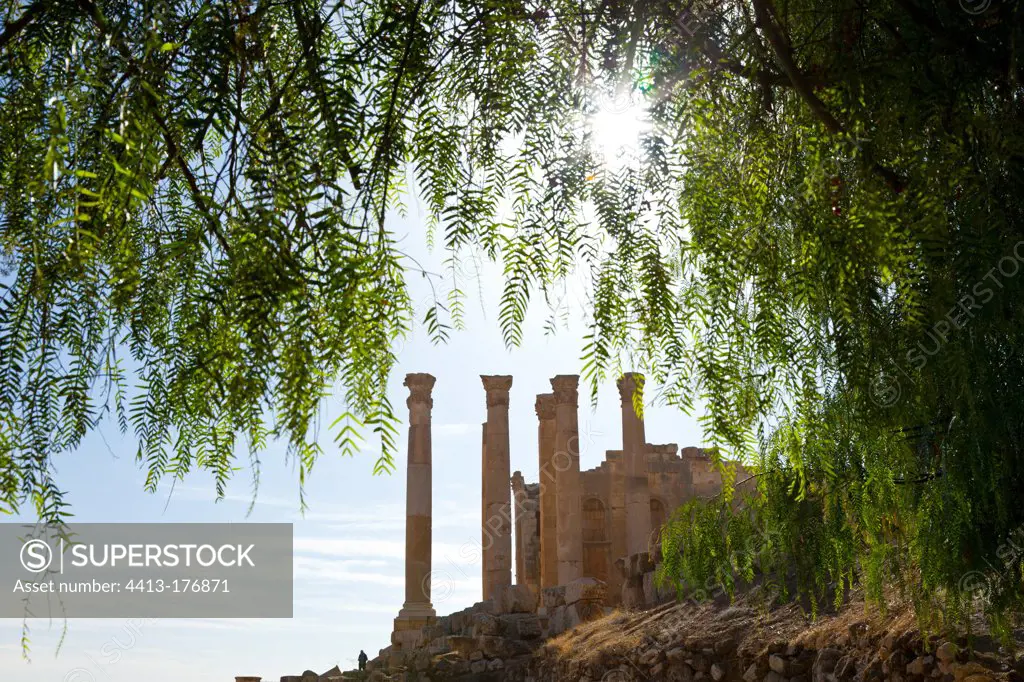 Zeus temple of the Greek ruins of Jerash in Jordan